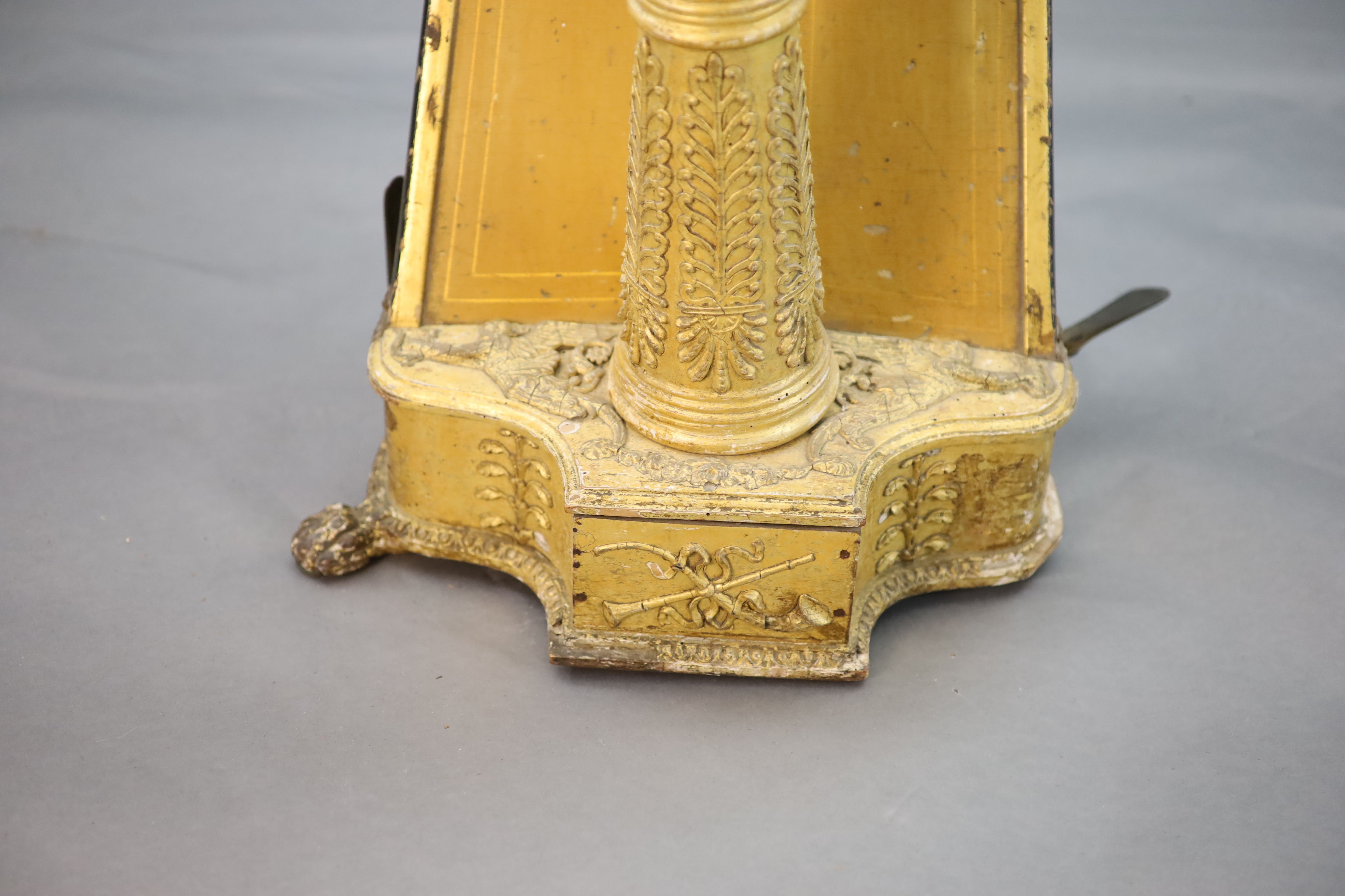 A mid 19th century J.Schwieso giltwood, satinwood and rosewood concert harp, W.2ft 9in. H.5ft 7in.